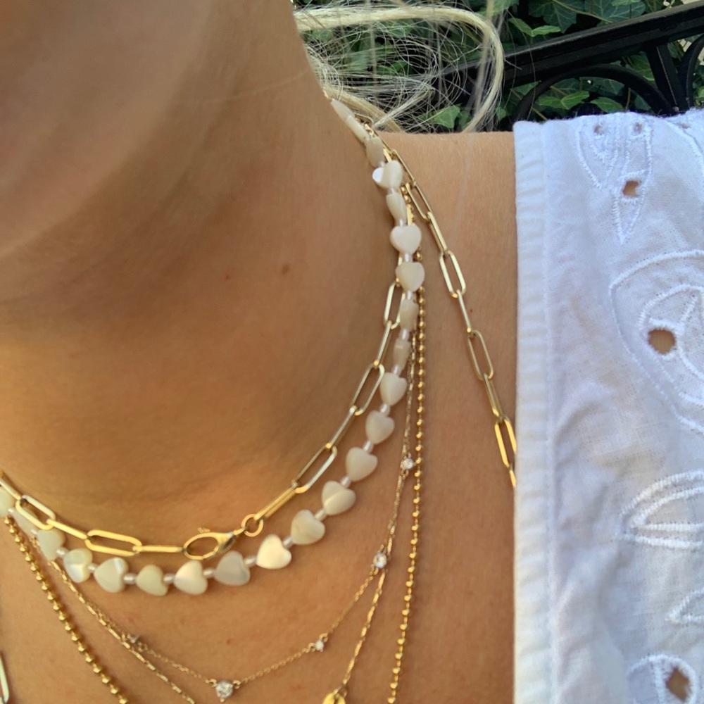 Mother of pearl handmade heart choker necklace